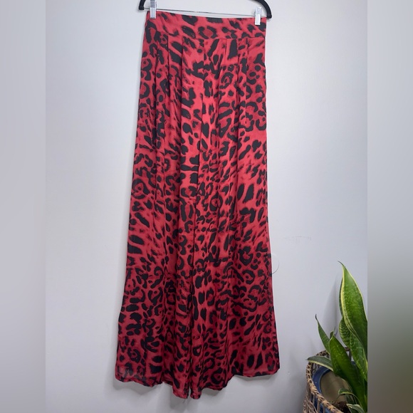 Love and Lemonade Red Leopard Wide-Leg Pant Boho Hippie | Size Large - Picture 1 of 9